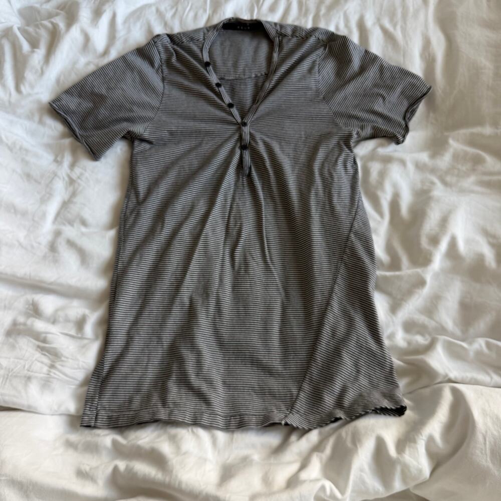 Ksubi Mens Medium Striped Slim Fit Tshirt Black White